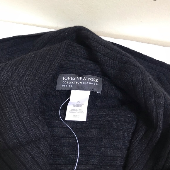 Jones New York NEW 100% Cashmere Sweater Cowl Shawl Collar Ribbed Minimalist P L - Picture 9 of 15